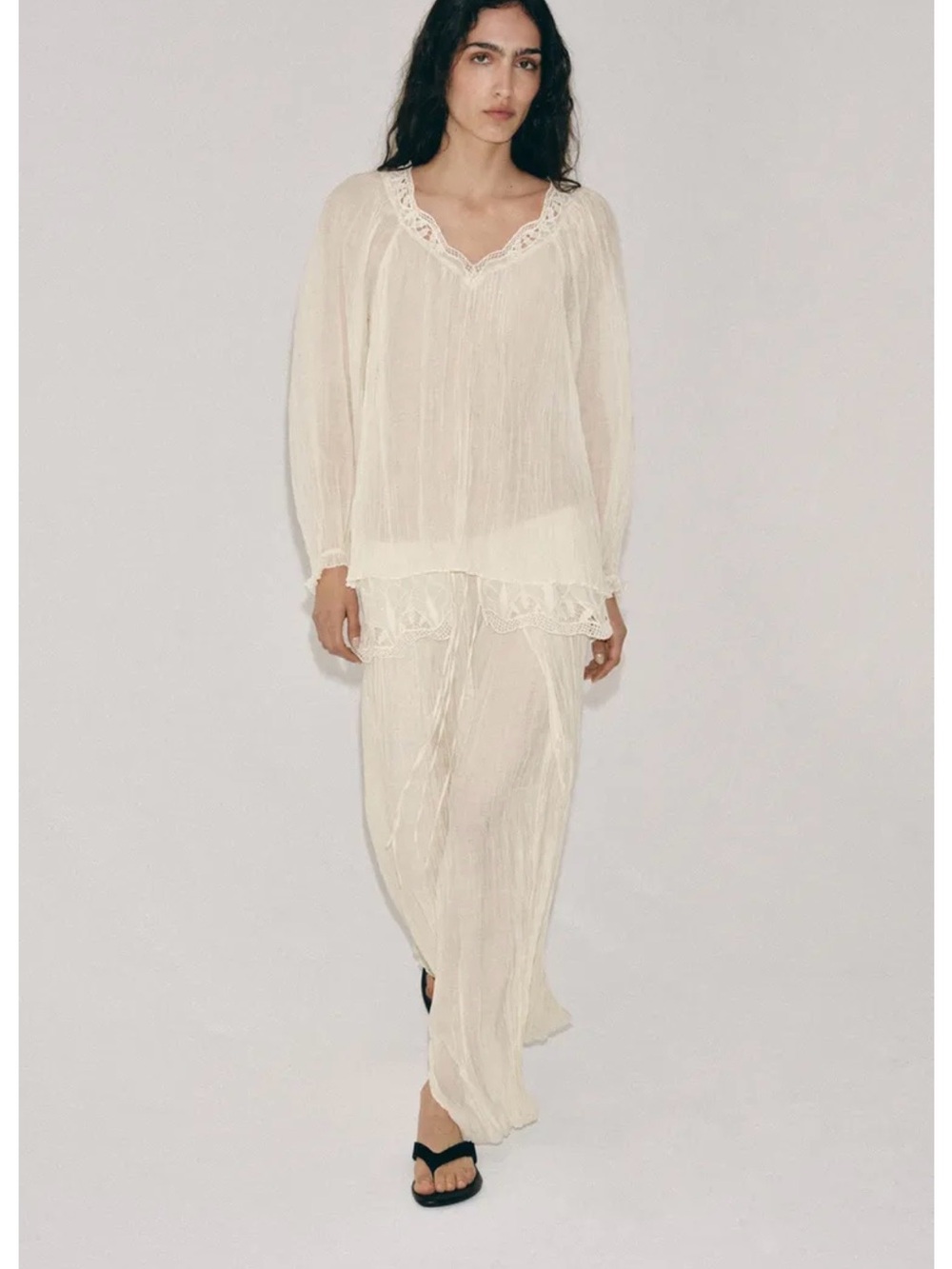 Zara Collection Embroidered Sash midi Skirt.